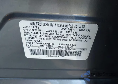 2013 Infiniti G37X из США, поврежденный, VIN JN1CV6AR2DM758177